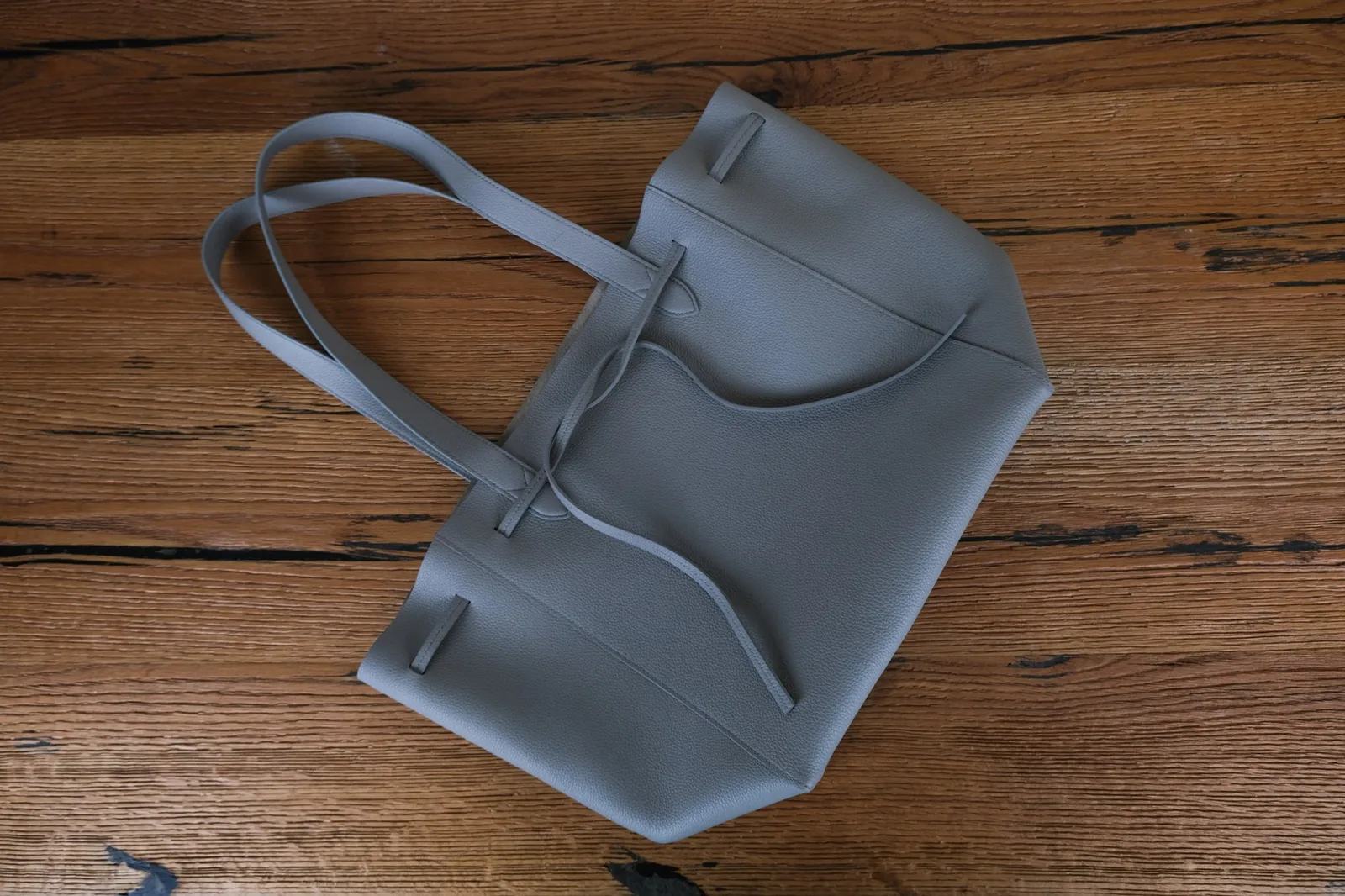 Ảnh Studio Túi tote da Togo màu xám phối dây thắt quai đeo vai - Koi Leather