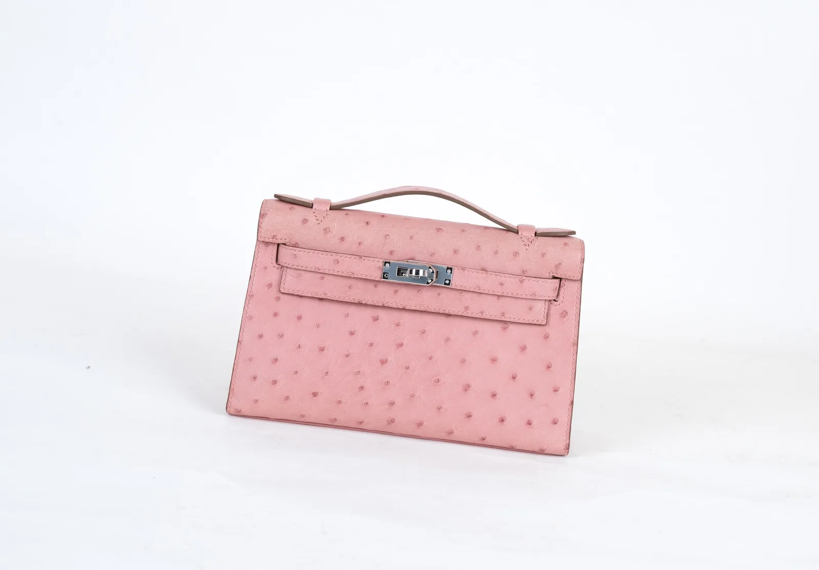 Ảnh Studio Túi clutch da đà điểu quai xách nắp gập khoá xoay - Koi Leather