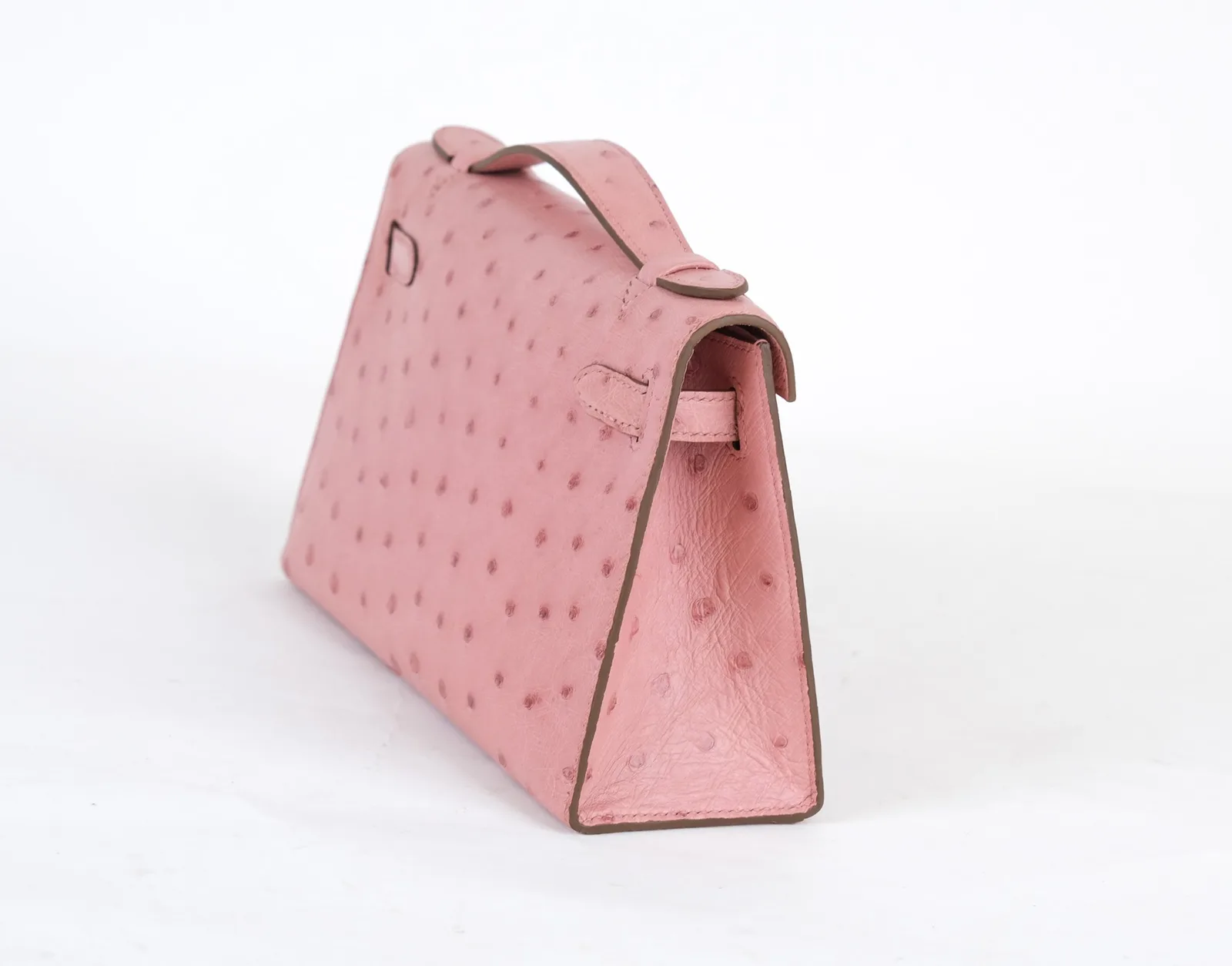 Ảnh Studio Túi clutch da đà điểu quai xách nắp gập khoá xoay - Koi Leather