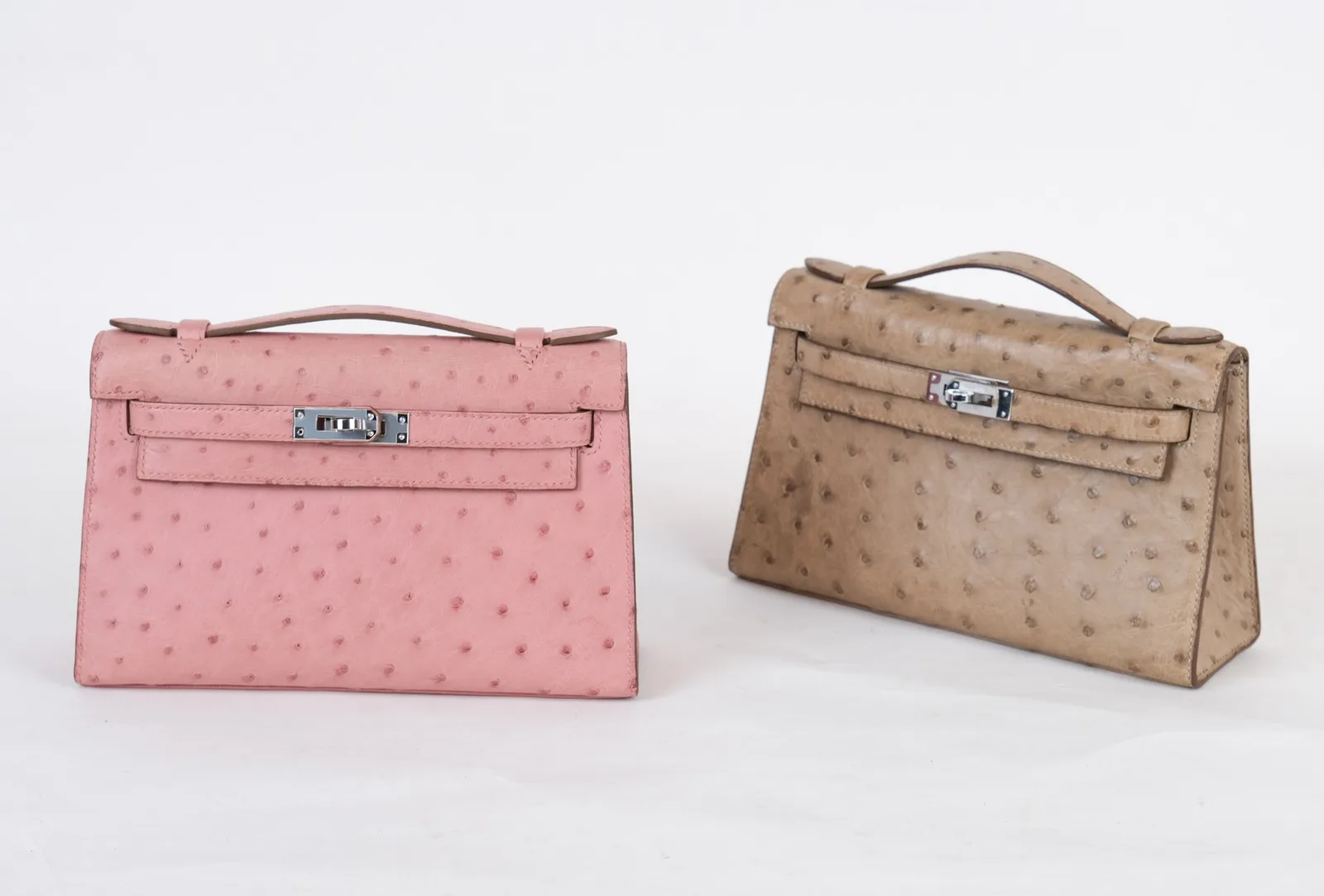 Ảnh Studio Túi clutch da đà điểu quai xách nắp gập khoá xoay - Koi Leather