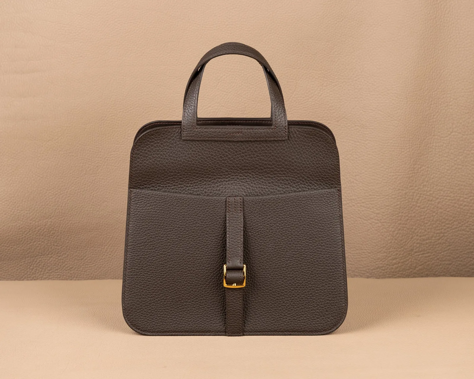 Ảnh Studio Túi xách da Clemence dáng gập nắp màu nâu đậm - Koi Leather