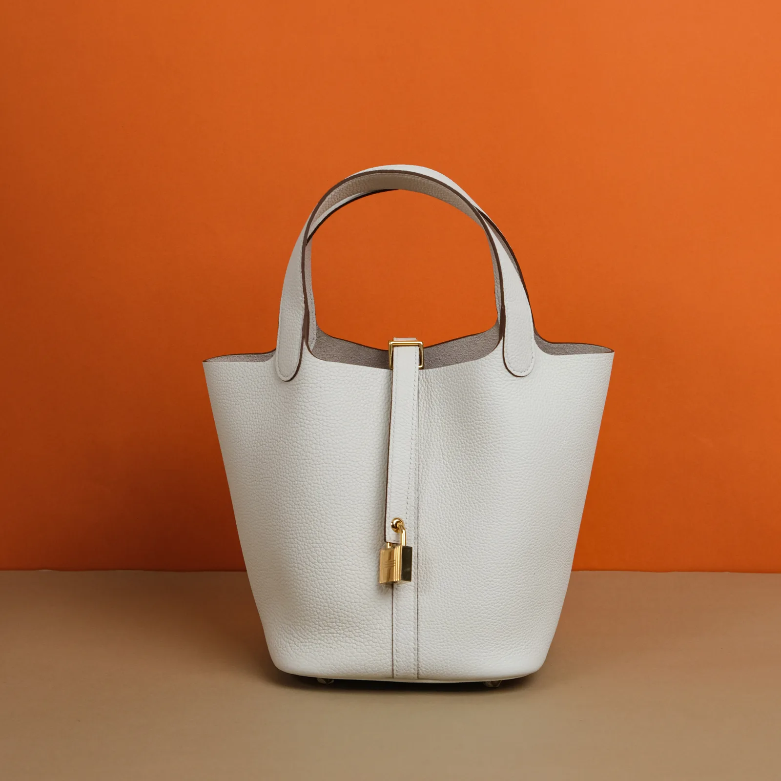 Ảnh Studio Túi Picotin da bê Togo dáng xô hai quai kèm khoá - Size 18 - Koi Leather