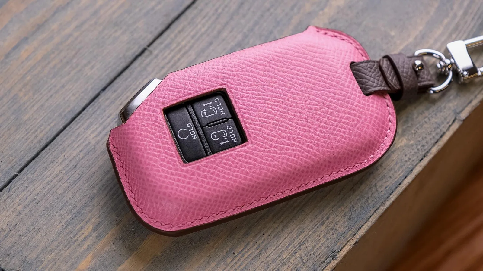 Key Cover Bao Da Bọc Chìa Khóa - Da Epsom - Pink x SaddleBrown - KOI Leather