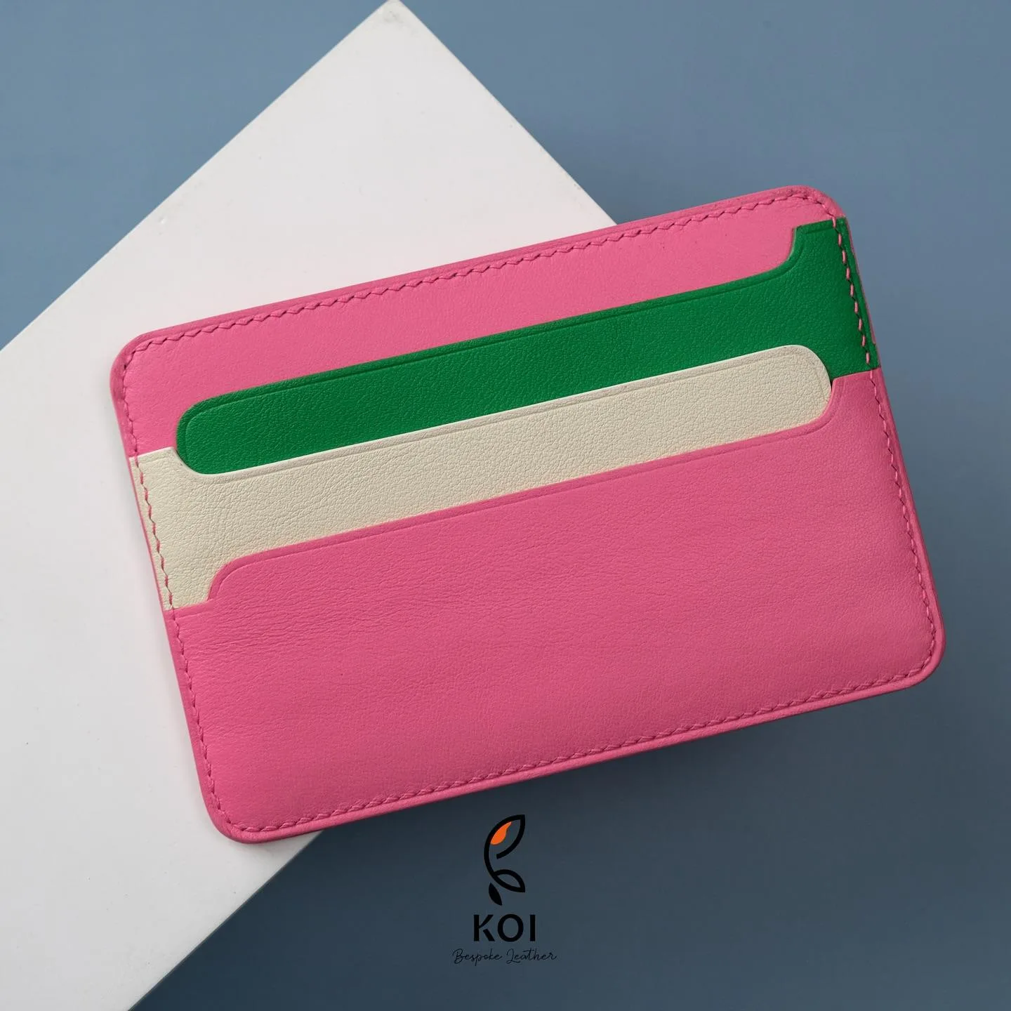 Cardholder Senot - Da Swift - Pink x Green - KOI Leather
