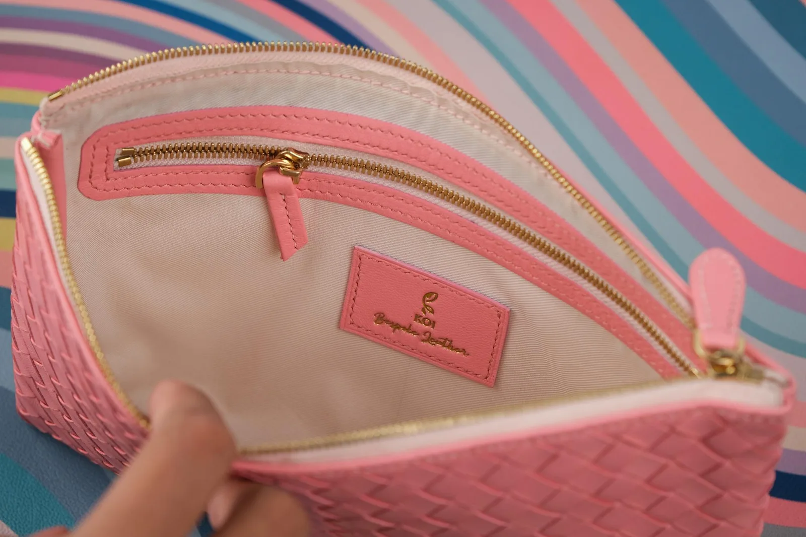 Clutch Đan - Da Cừu - Pink - Hình 4