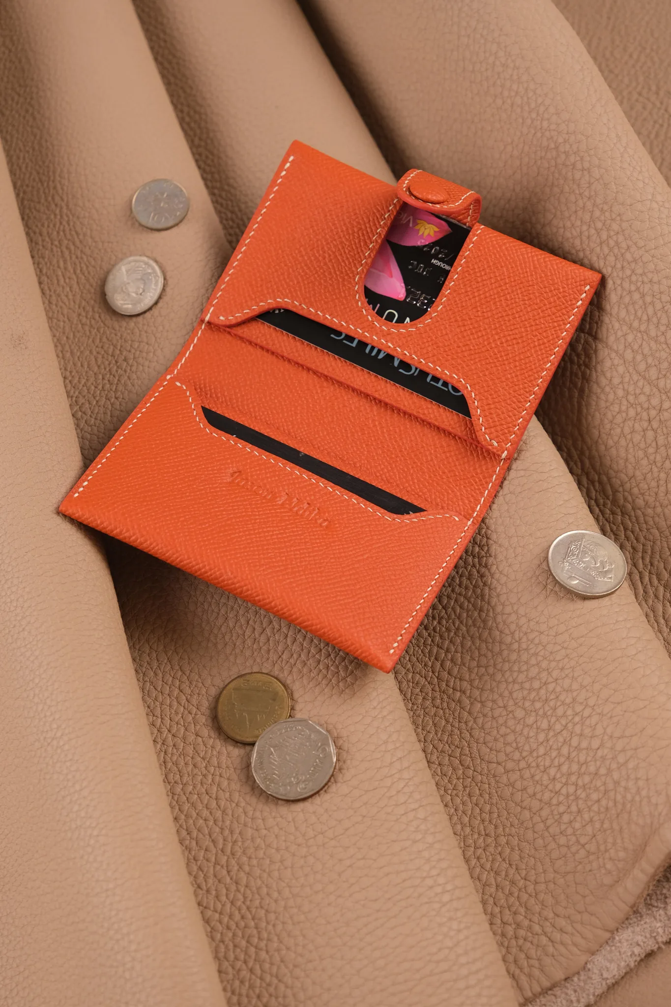 Card Holder Ví Đựng - Da Epsom - Orange - Hình 10