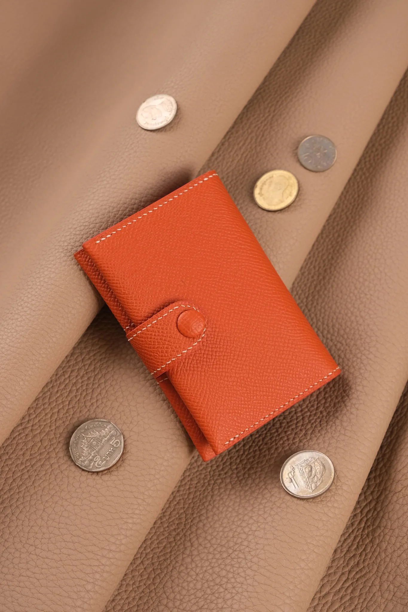 Card Holder Ví Đựng - Da Epsom - Orange - KOI Leather