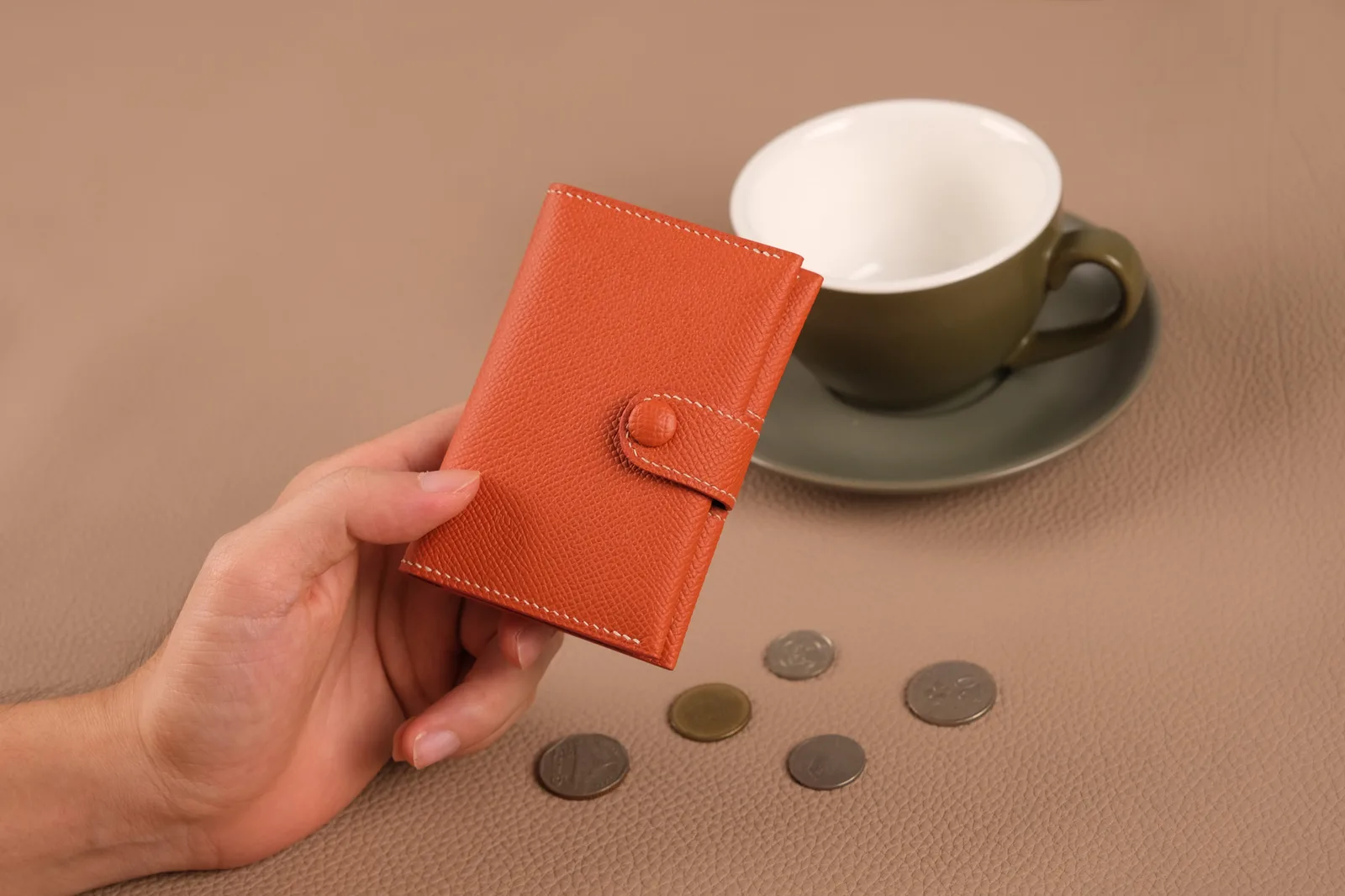 Card Holder Ví Đựng - Da Epsom - Orange - Hình 12