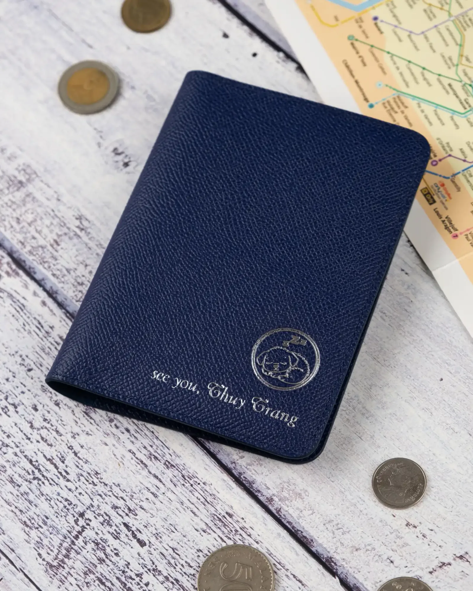 PassPort Cover - Da Espom - Navy - Hình 3
