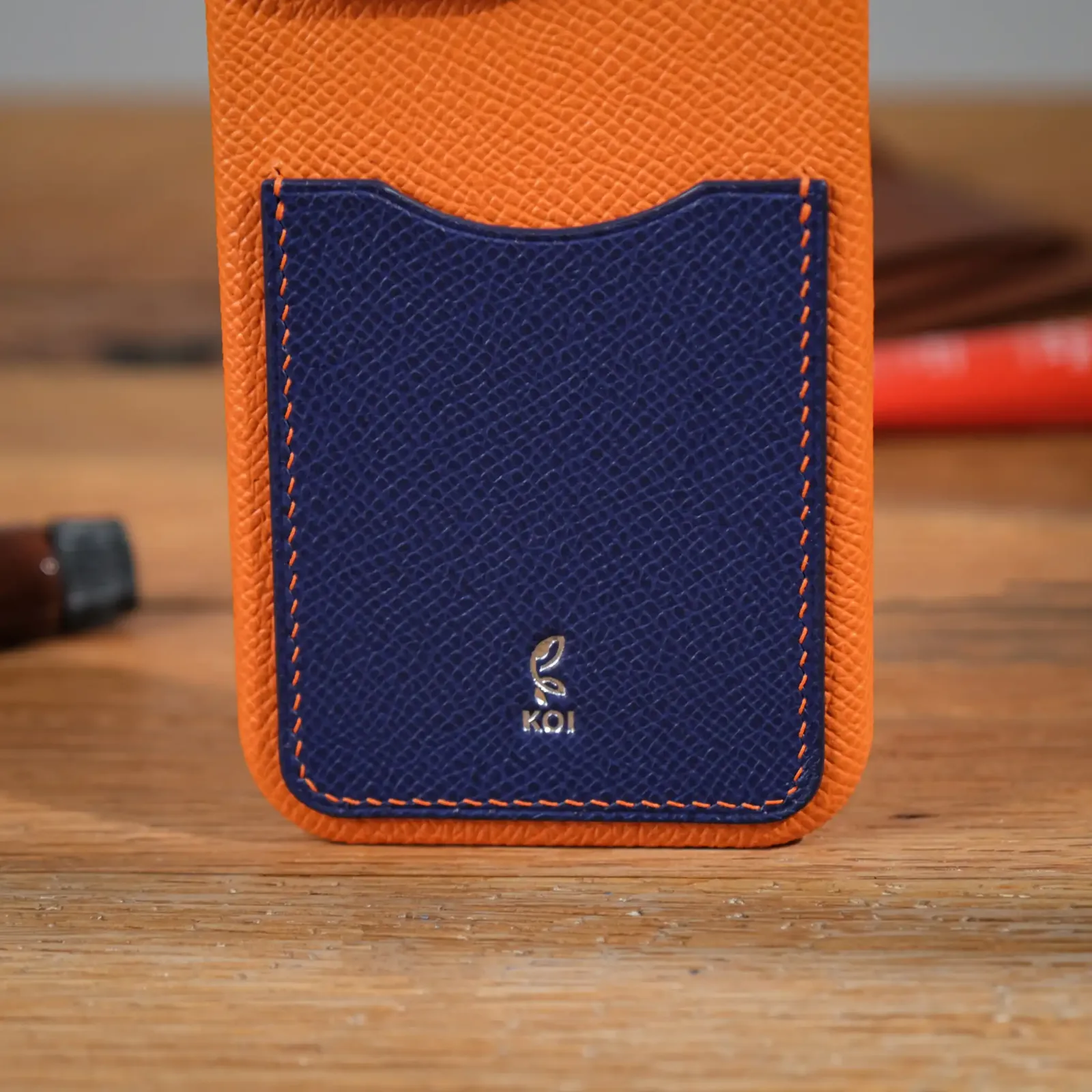 Phonecase ỐP Lưng IPhone 16Pro - Da Espom - Orange x Blue - Hình 6