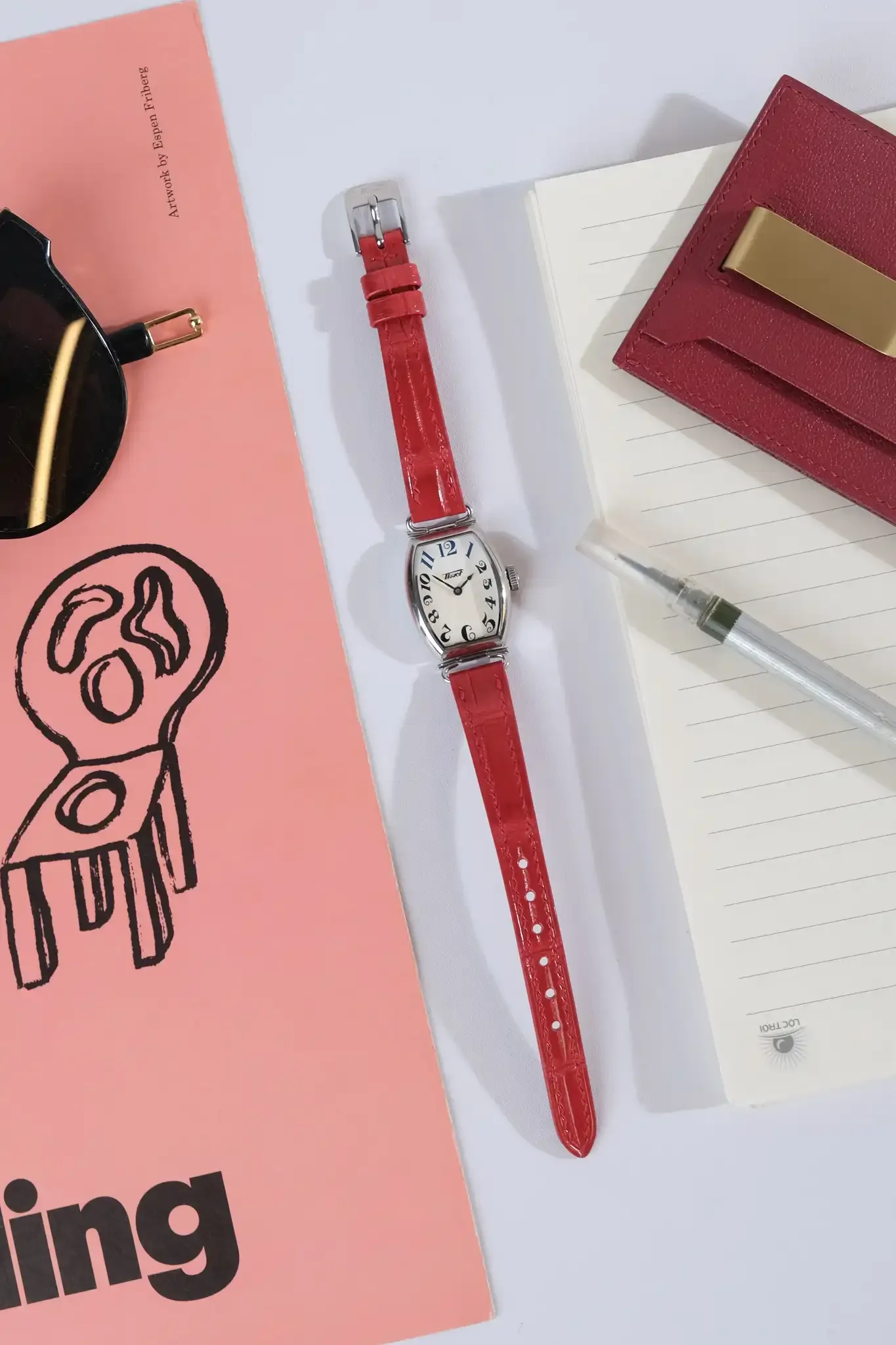 Dây Đồng Hồ Tissot - Da Cá Sấu - Red - Hình 2
