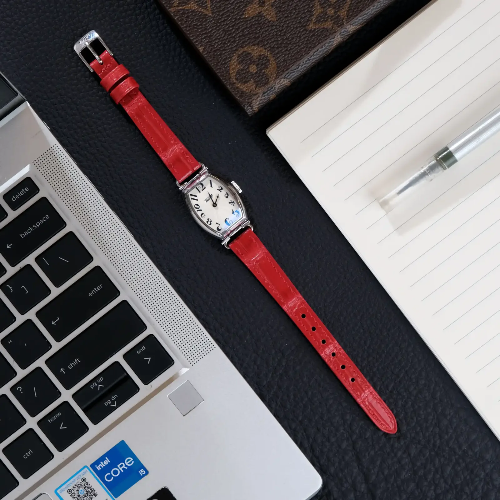 Dây Đồng Hồ Tissot - Da Cá Sấu - Red - Hình 4