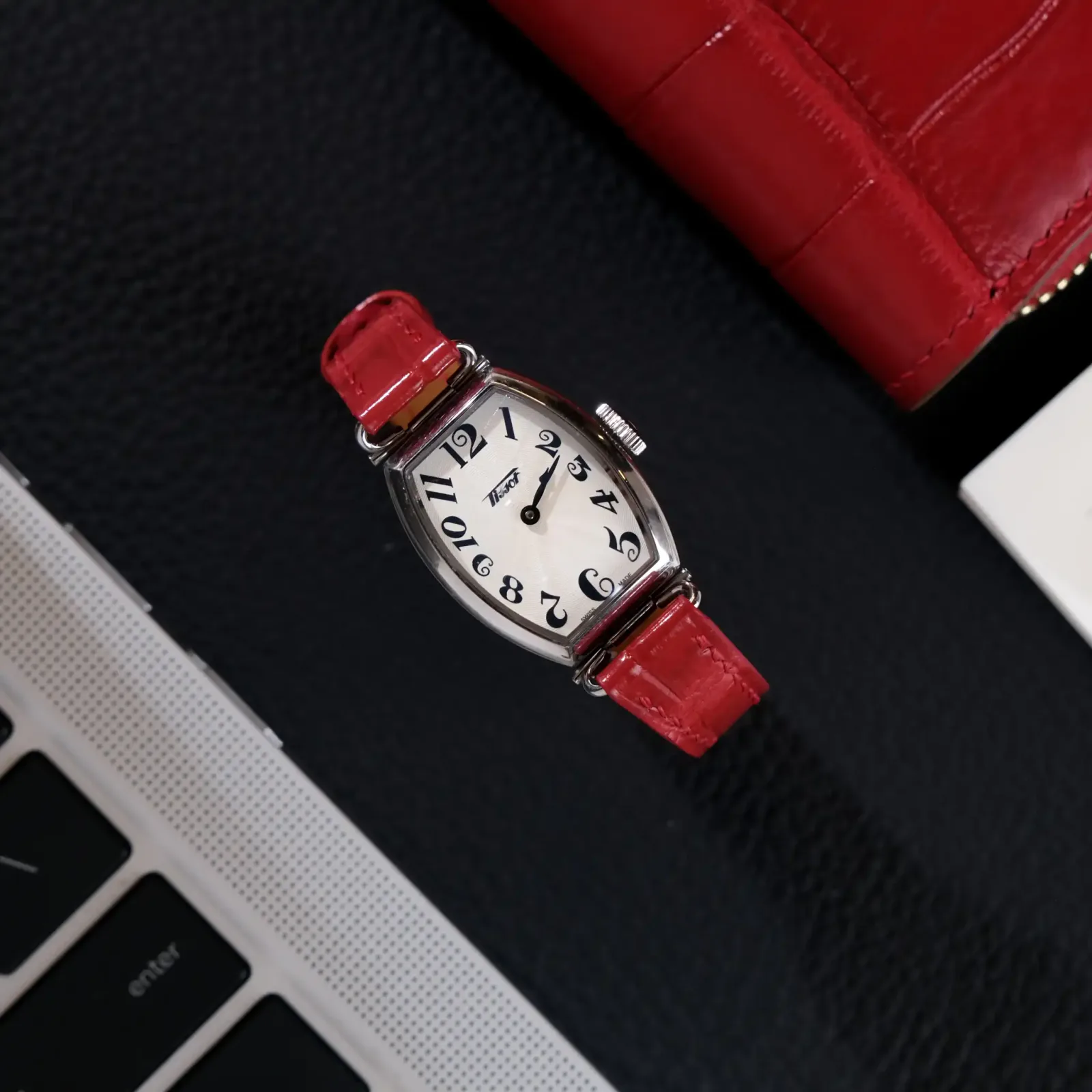 Dây Đồng Hồ Tissot - Da Cá Sấu - Red - Hình 5