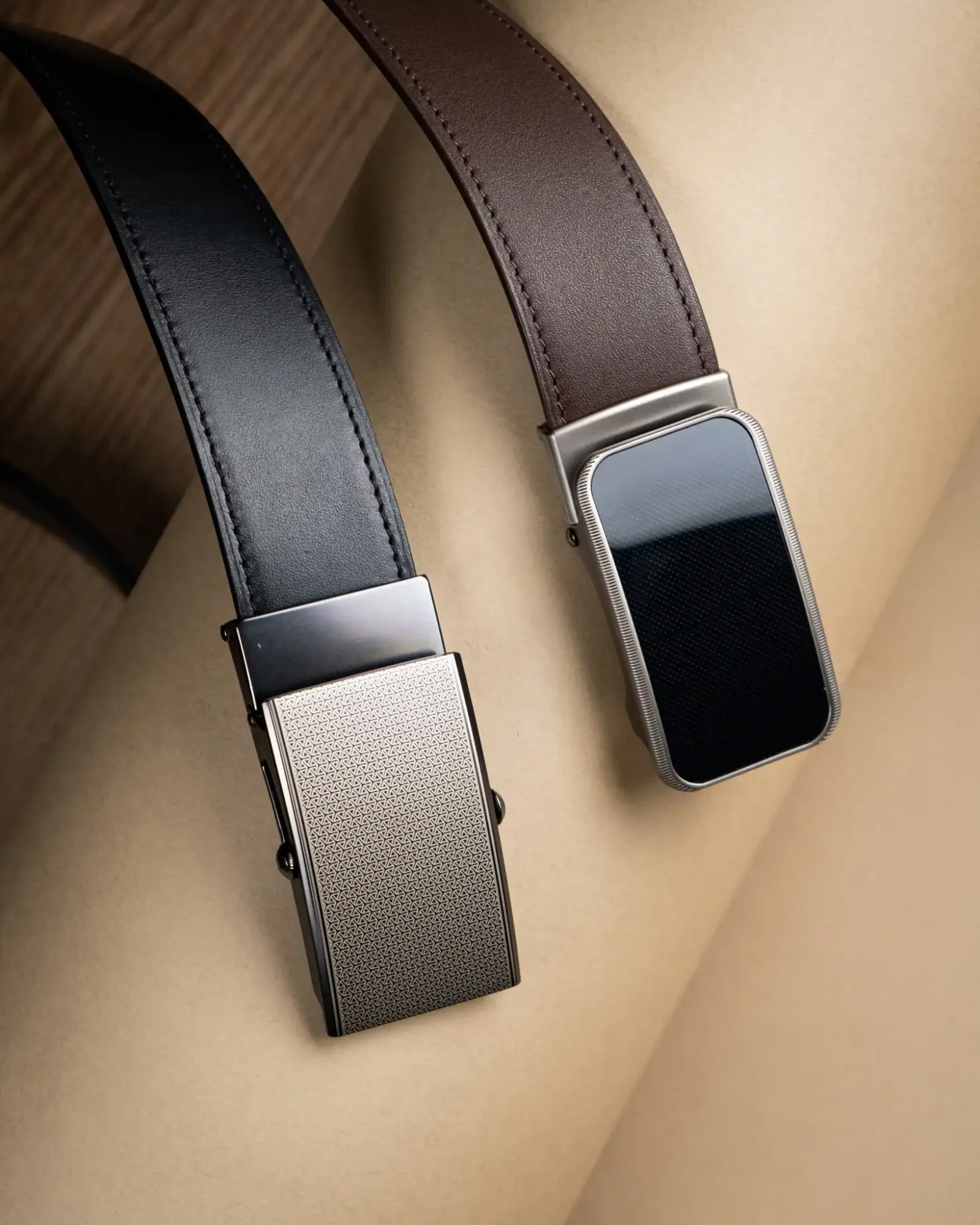 Thắt Lưng Khóa Trượt - Da Bò - Black, Brown - Hình 2