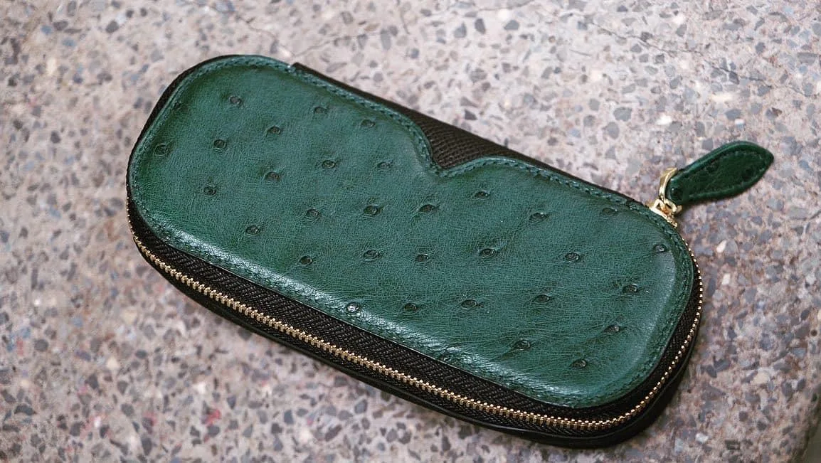Hộp Kính Da Cao Cấp - Da Ostrich - DarkSlateGray - KOI Leather