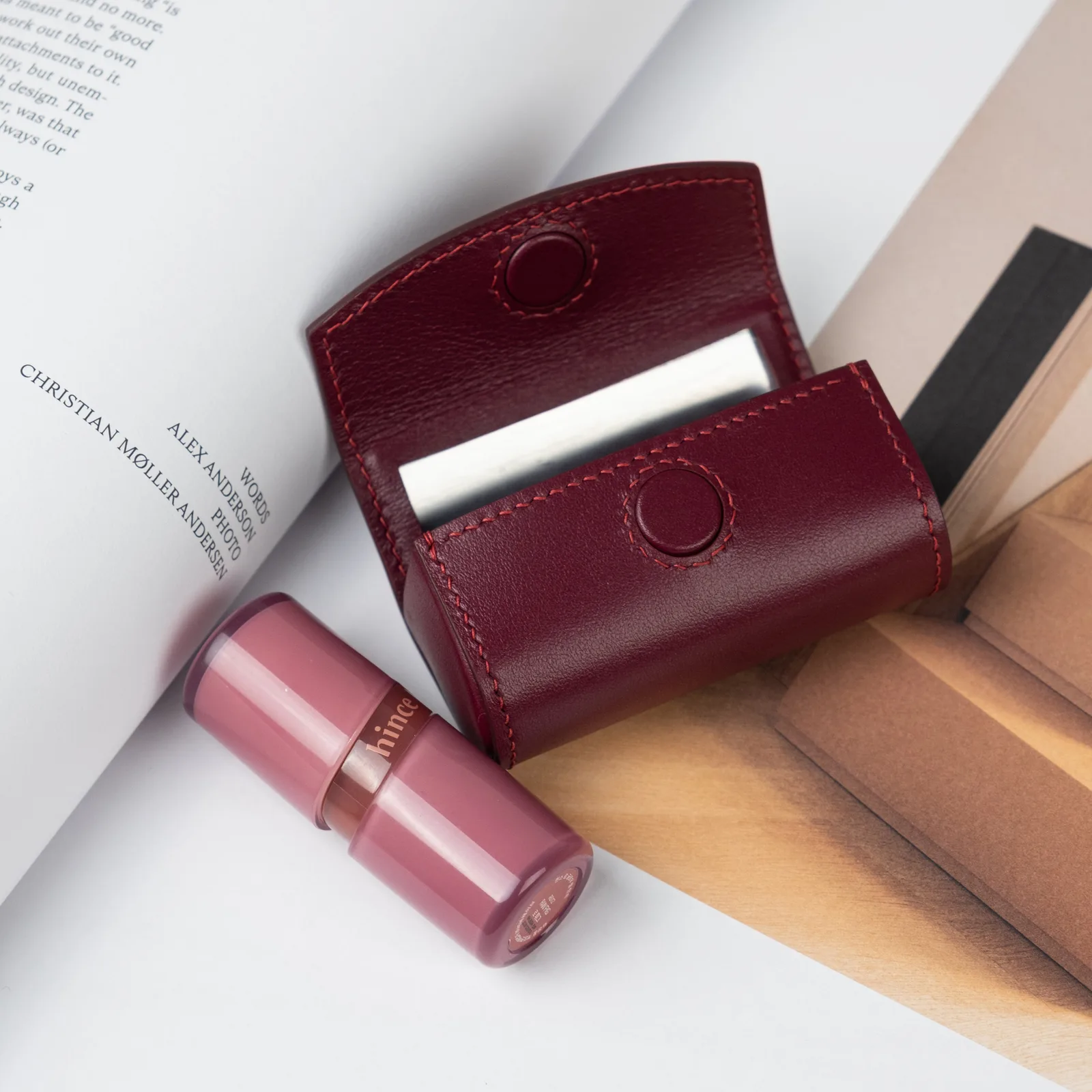 Lipstick Case - Da bò - DarkRed - Hình 11