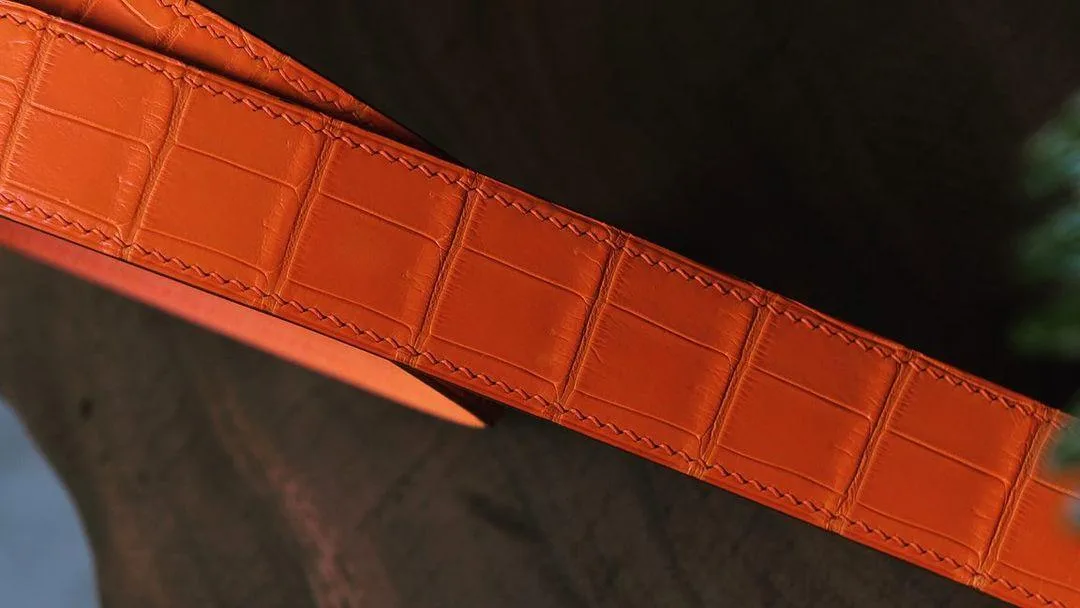 Thắt Lưng Da Nữ - Da Aligator - Orange - Hình 3