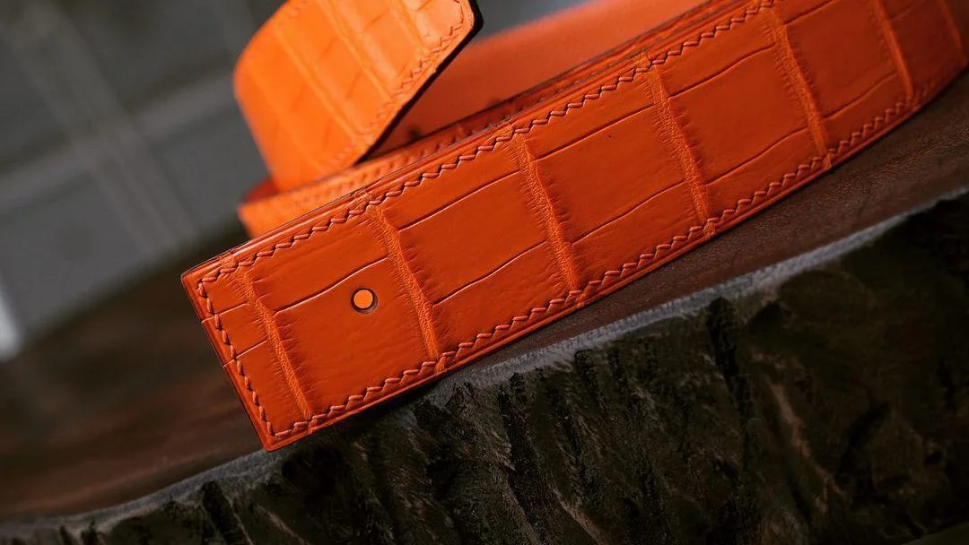 Thắt Lưng Da Nữ - Da Aligator - Orange - Hình 2