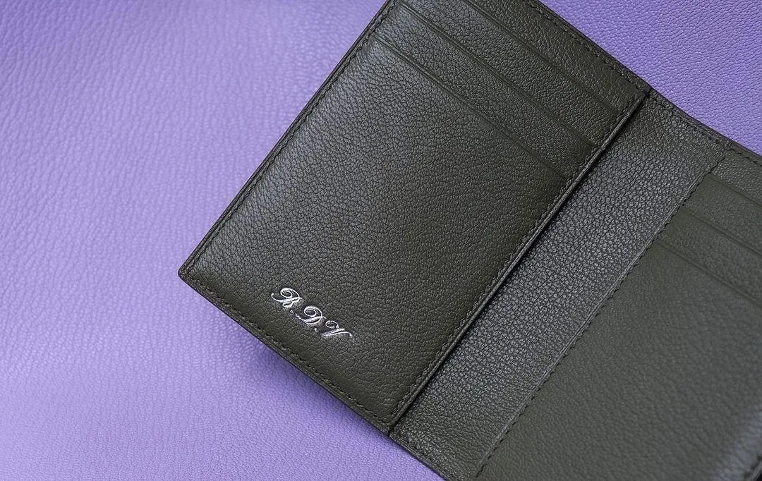 Card Holder Ví Đựng Thẻ - Da Alligator - Olive - Hình 5