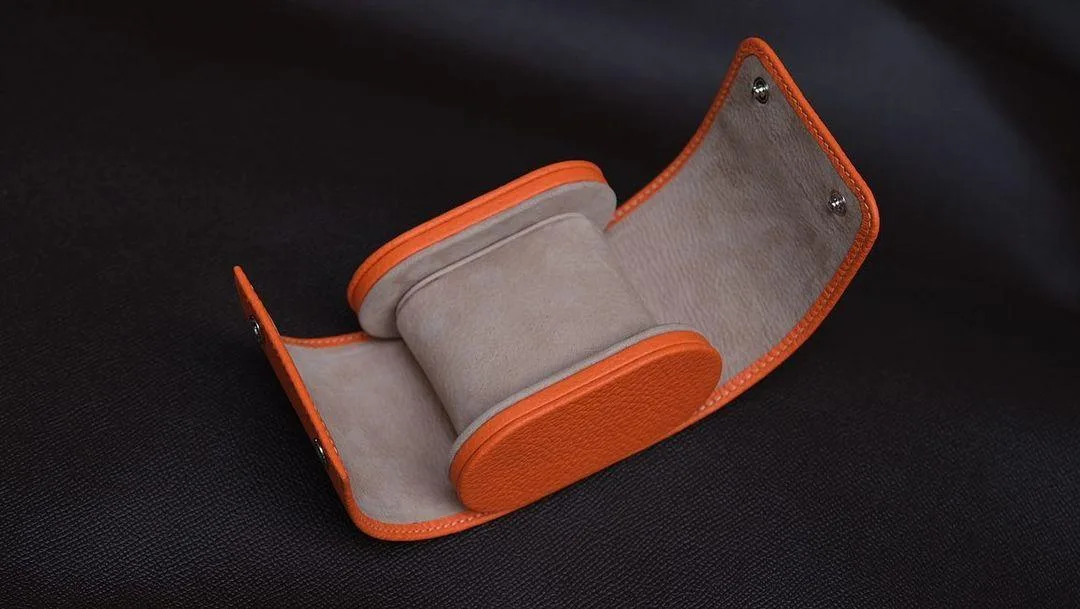 Travel Watch Case – Da Clemence – Orange - Hình 6