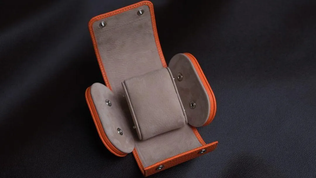 Travel Watch Case - Da Clemence - Orange - KOI Leather