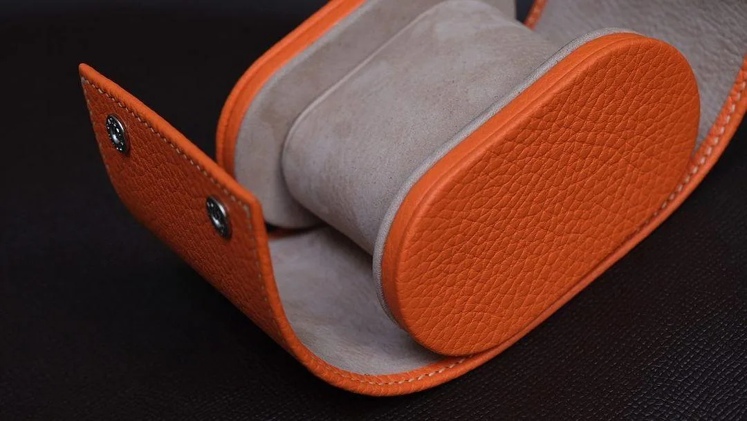 Travel Watch Case – Da Clemence – Orange - Hình 5