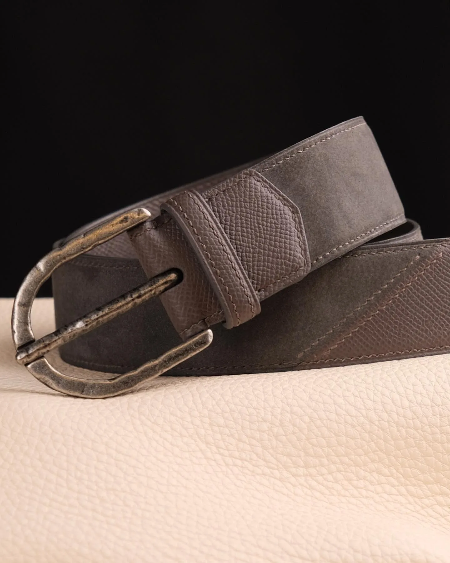 Thắt Lưng Da Nam - Da Epsom x Da Nubuck - SaddleBrown - Hình 3