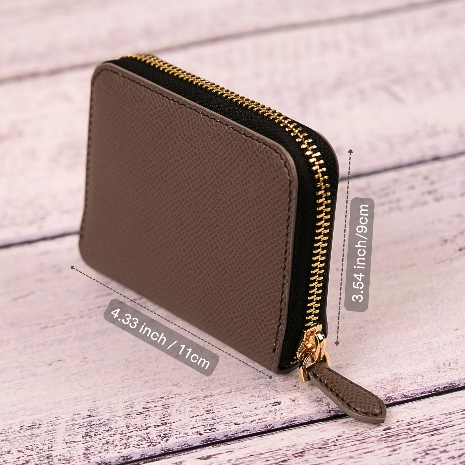 Ví zipper - Da Bê Epsom - 3 màu - Hình 3