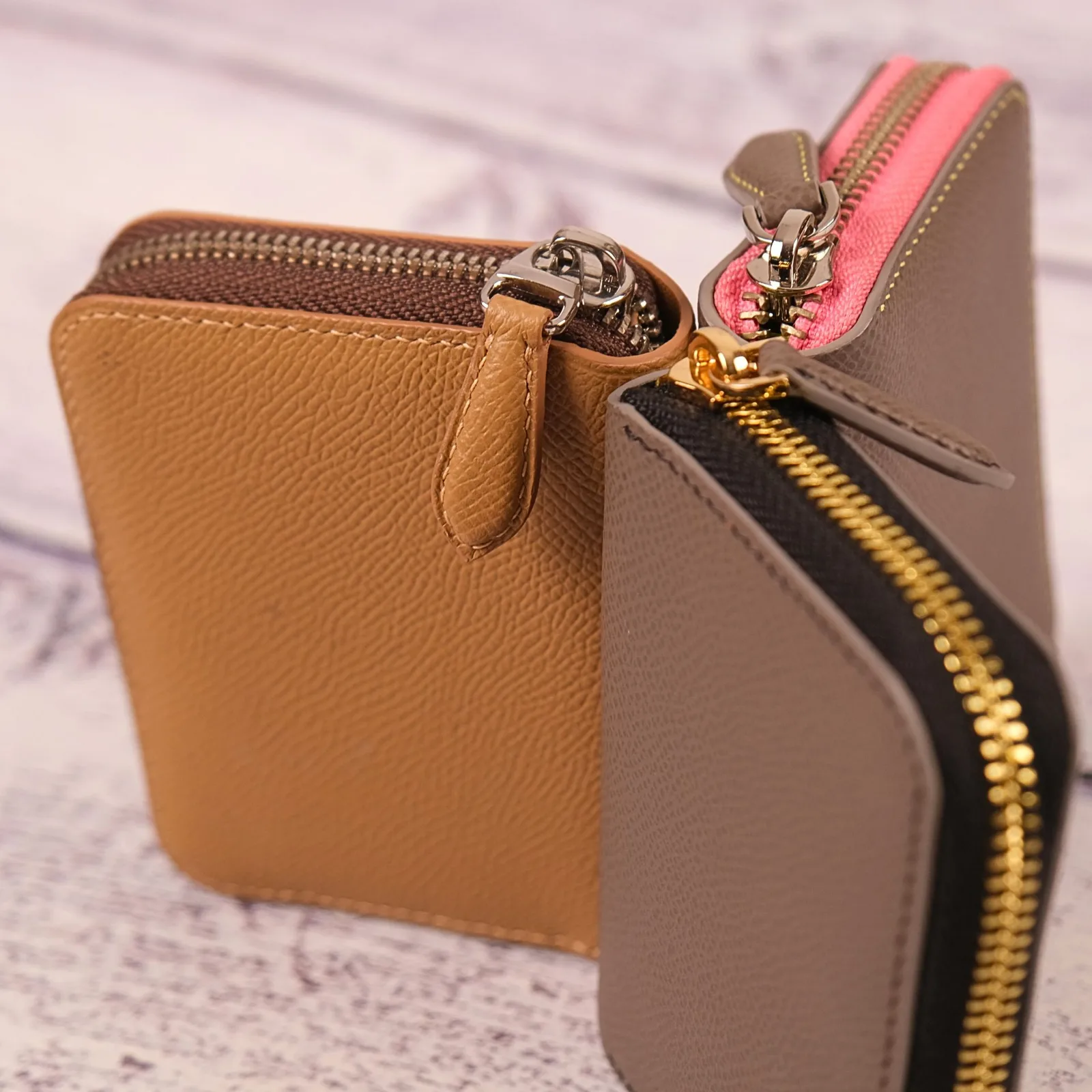 Ví zipper - Da Bê Epsom - 3 màu - Hình 4