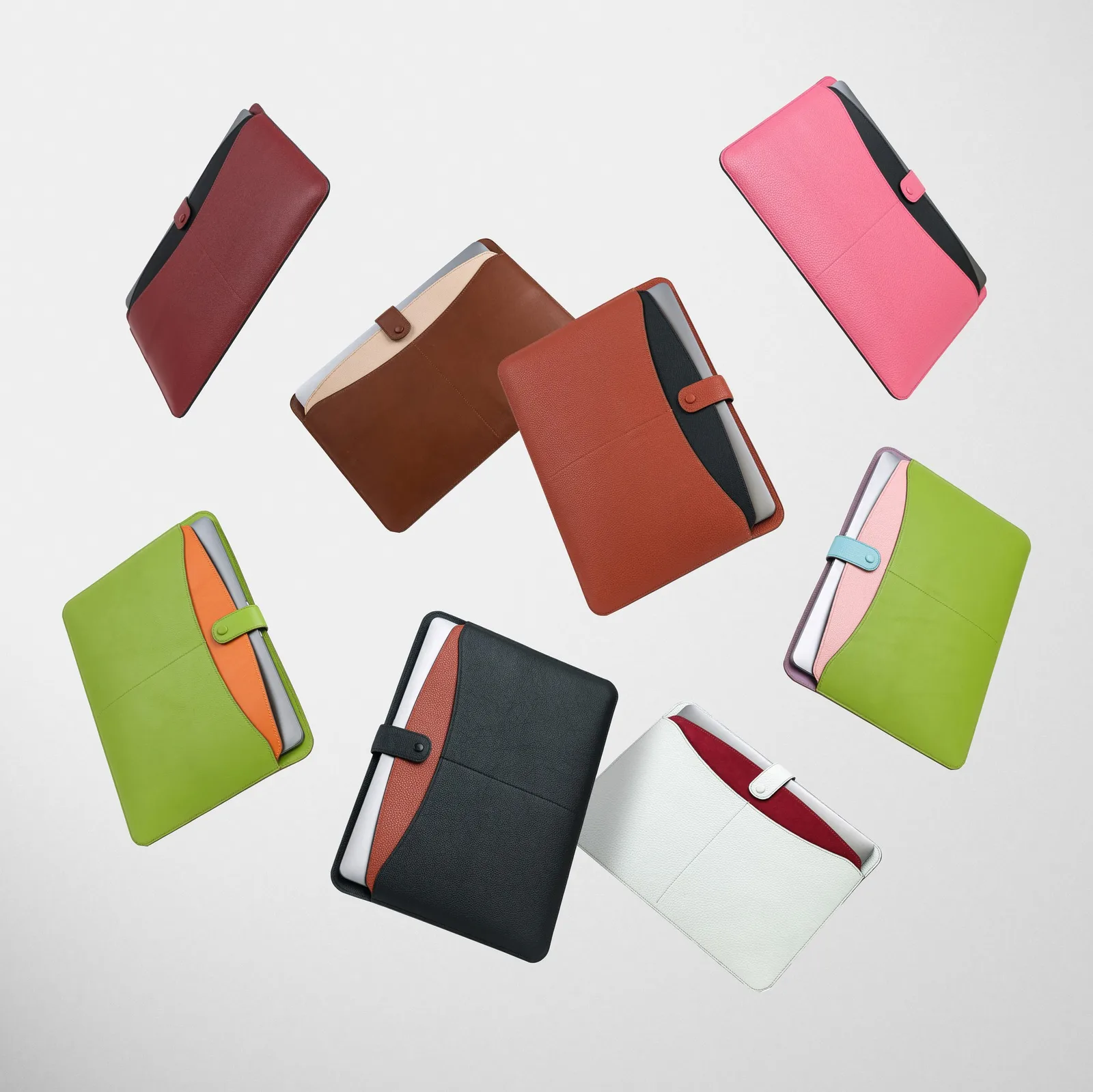 Ảnh Studio Bao da đựng laptop BRISTO da bò phối màu quai bấm - Koi Leather