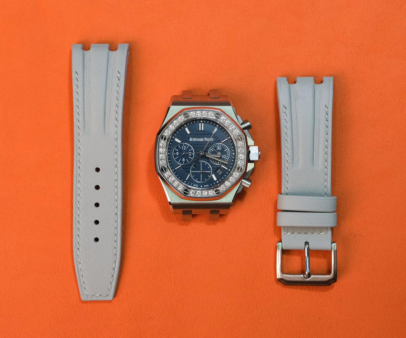 Ảnh Studio Dây đồng hồ da bò màu xám cho Audemars Piguet - Koi Leather