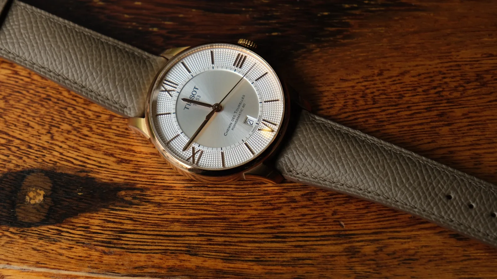 Ảnh Studio Dây đồng hồ da Epsom màu Etoupe cho Tissot - Koi Leather