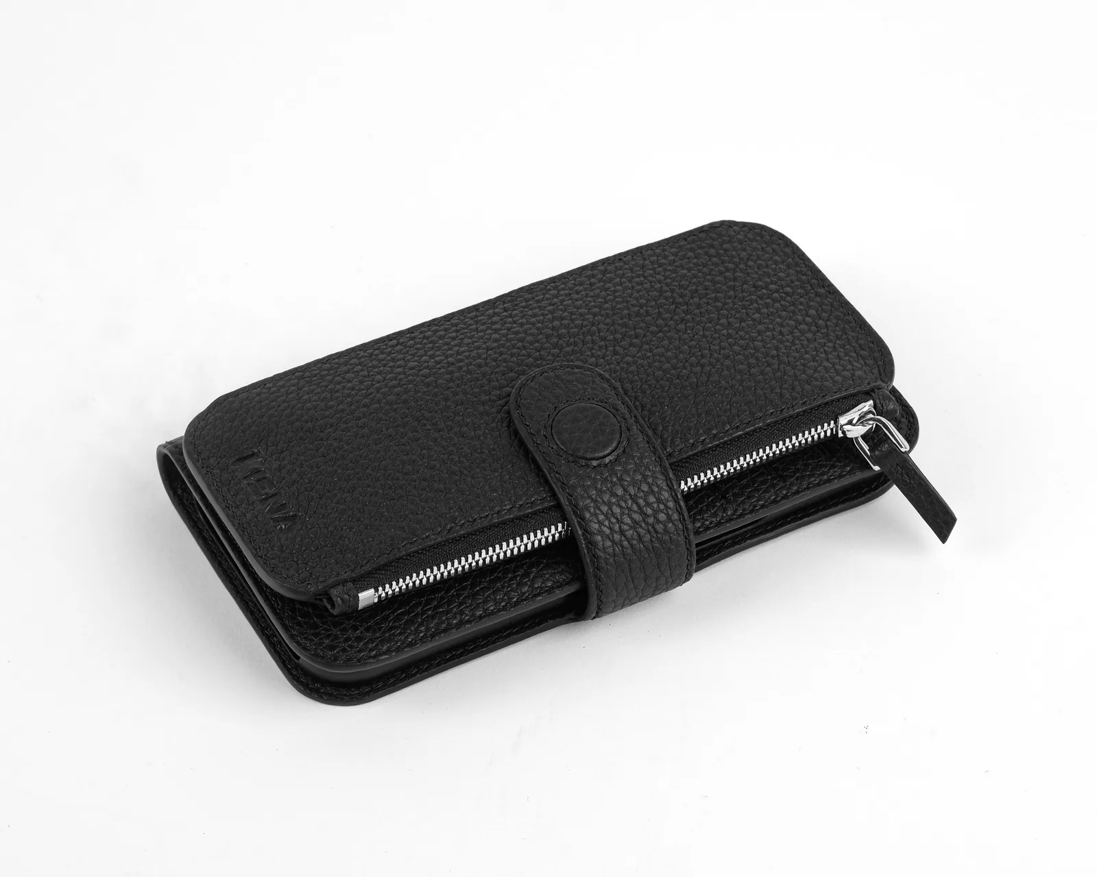 Ảnh Studio Bao da điện thoại kiêm ví đa năng da bò hạt màu đen - Koi Leather