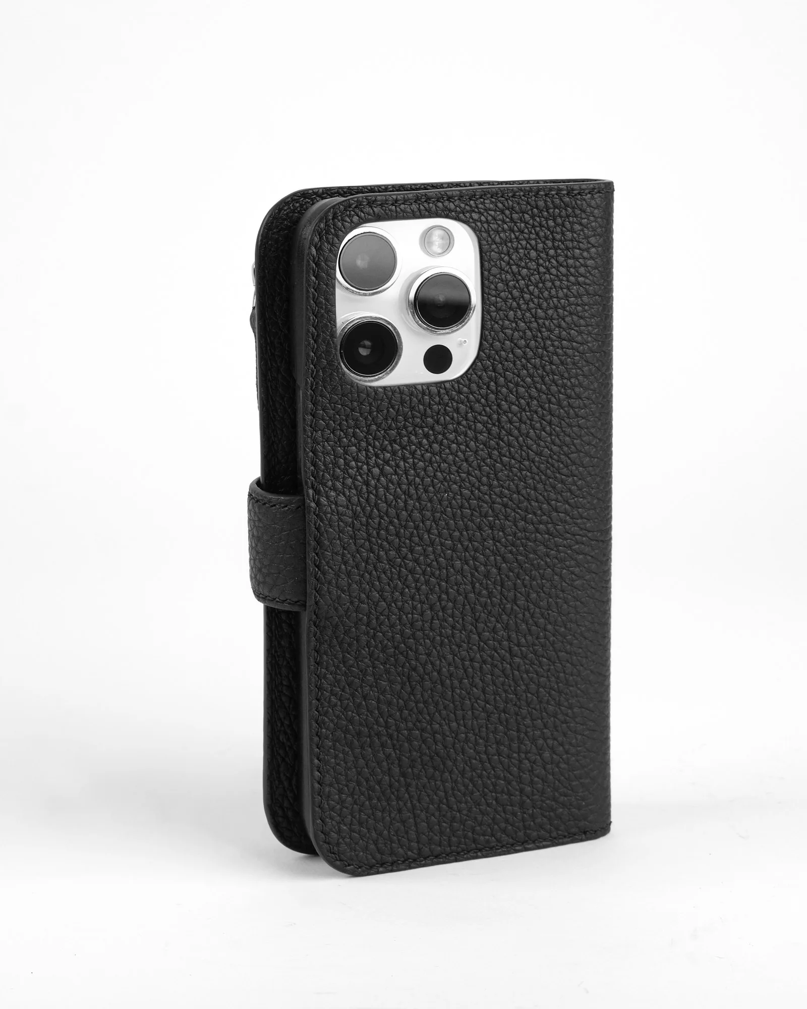 Ảnh Studio Bao da điện thoại kiêm ví đa năng da bò hạt màu đen - Koi Leather