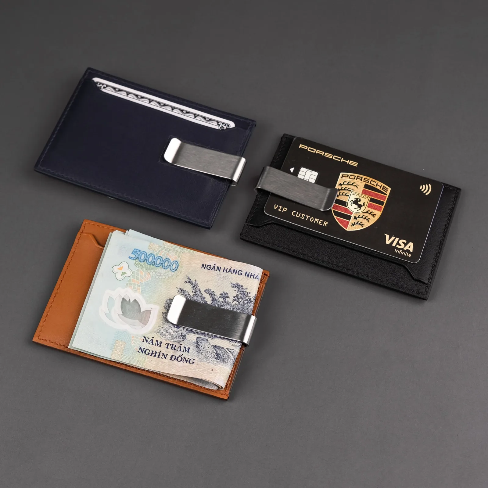 Ảnh Studio Ví thẻ Uptown Card Holder da bò có kẹp tiền - Koi Leather