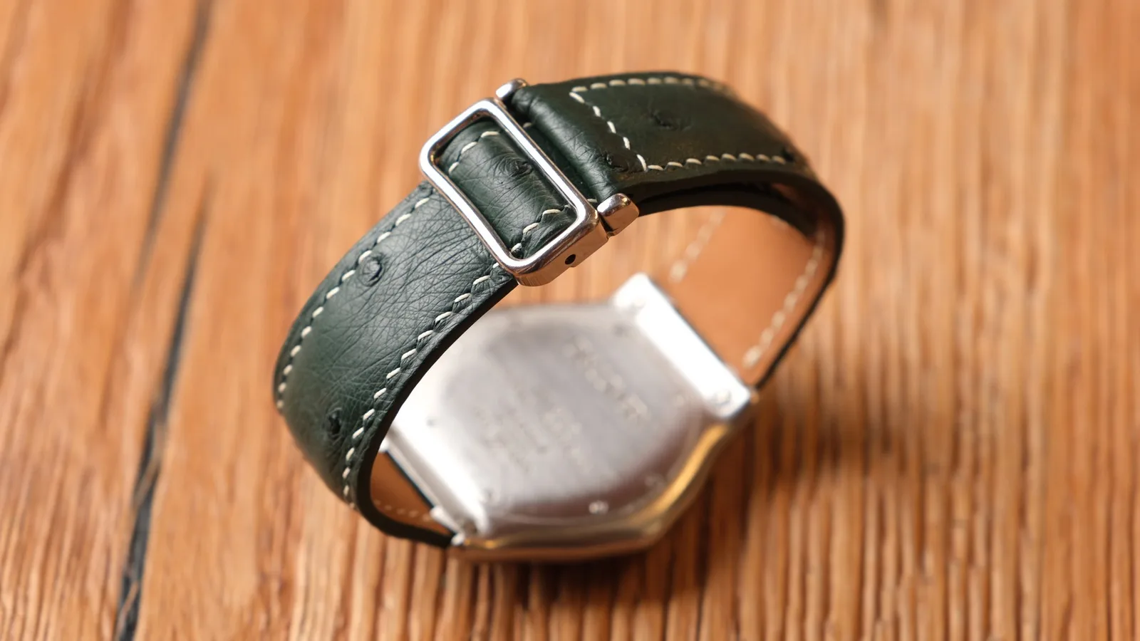Ảnh Studio Dây đồng hồ da đà điểu màu xanh lá cho Ebel - Koi Leather