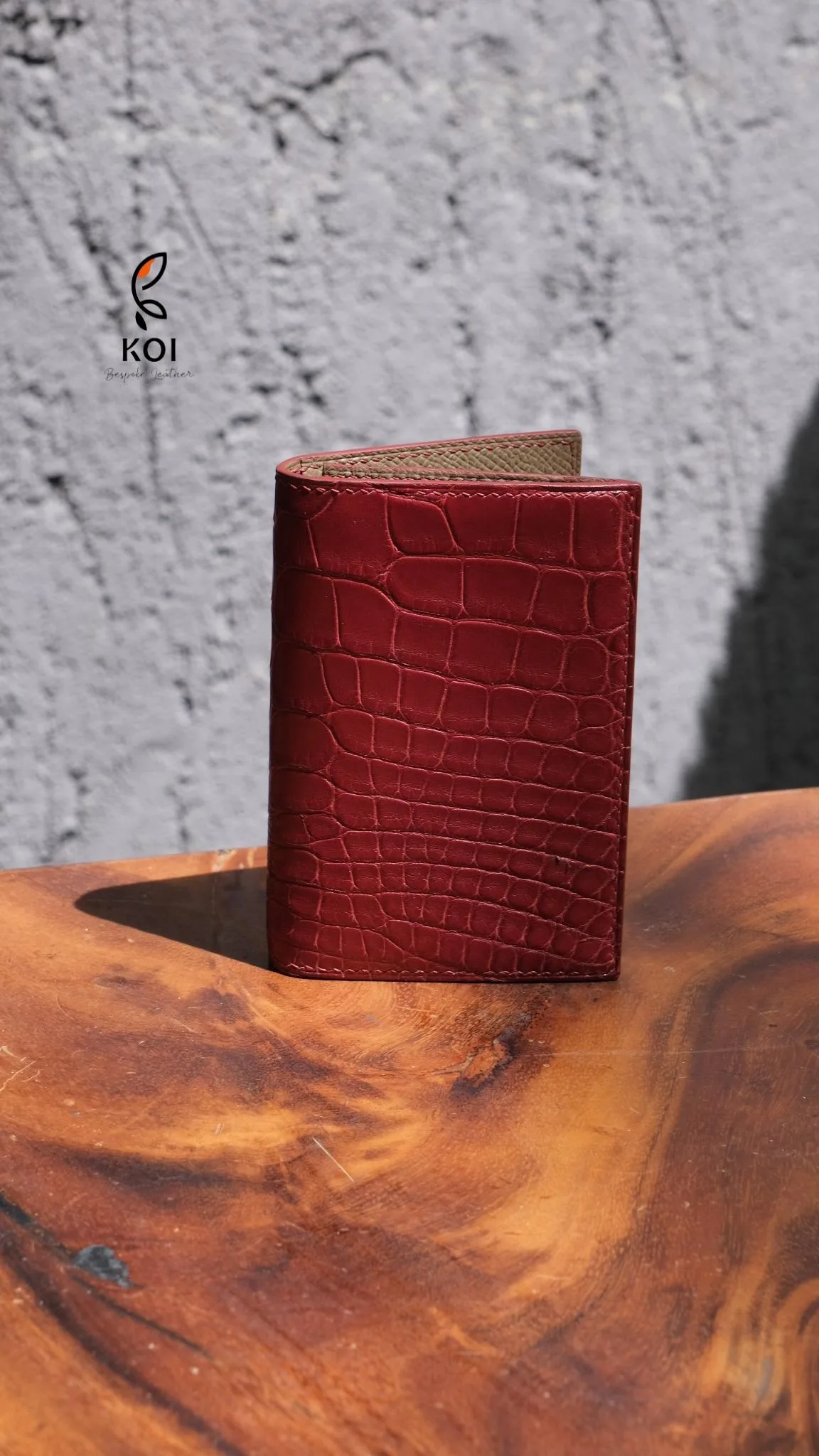 Ví Da Nam - Da Alligator - DarkRed x Tan - Hình 4