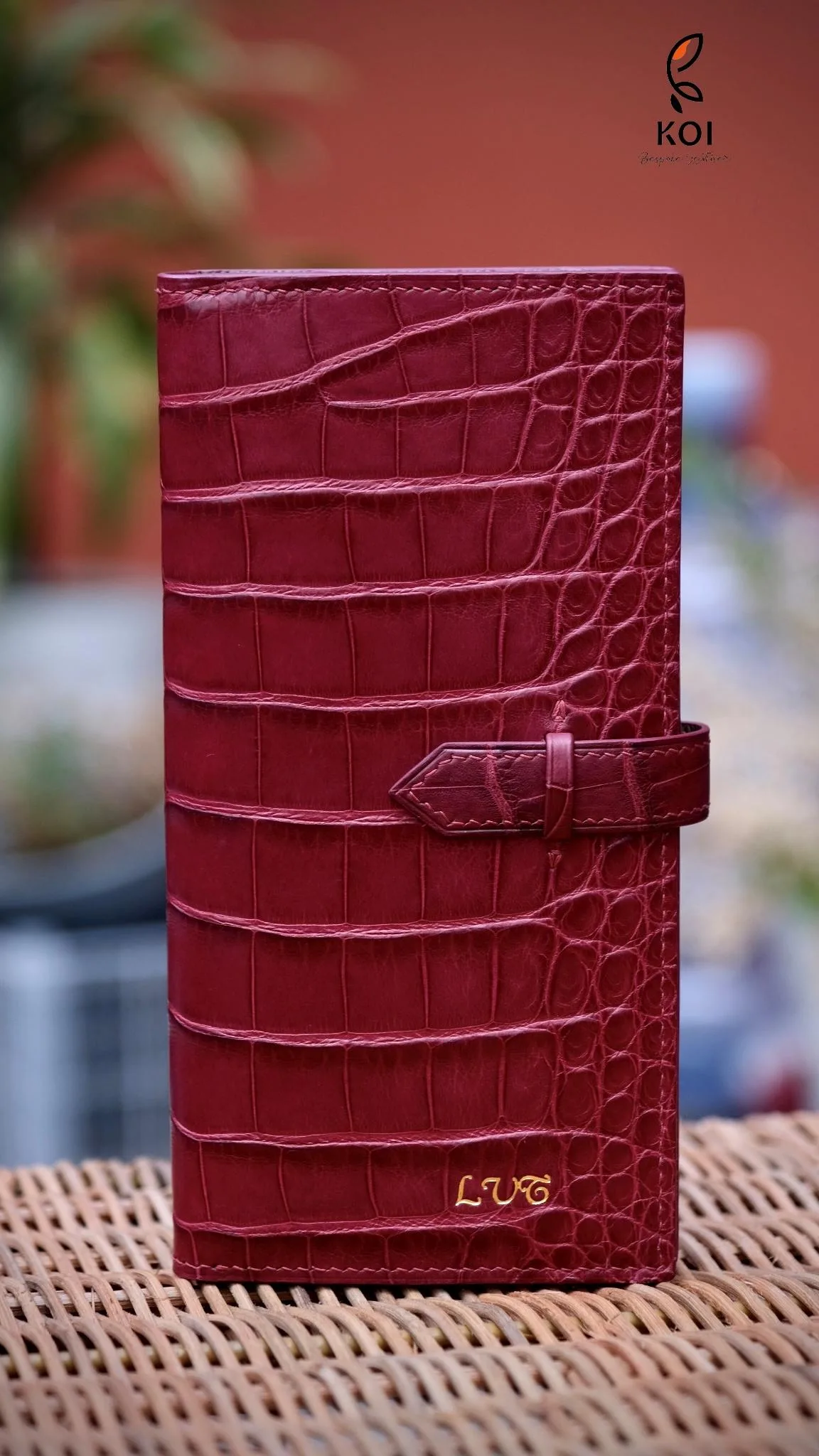 Ví Nữ Long Wallet - Da Alligator - DarkRed x DimGray - Hình 4