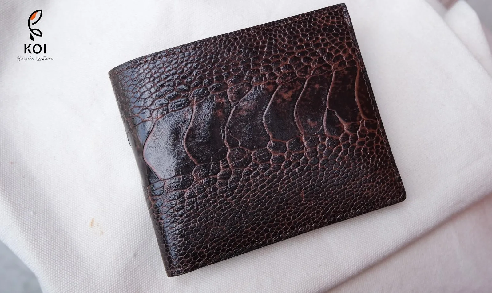 Ví Da Nam - Da Ostrich - Black x Maroon - Hình 8