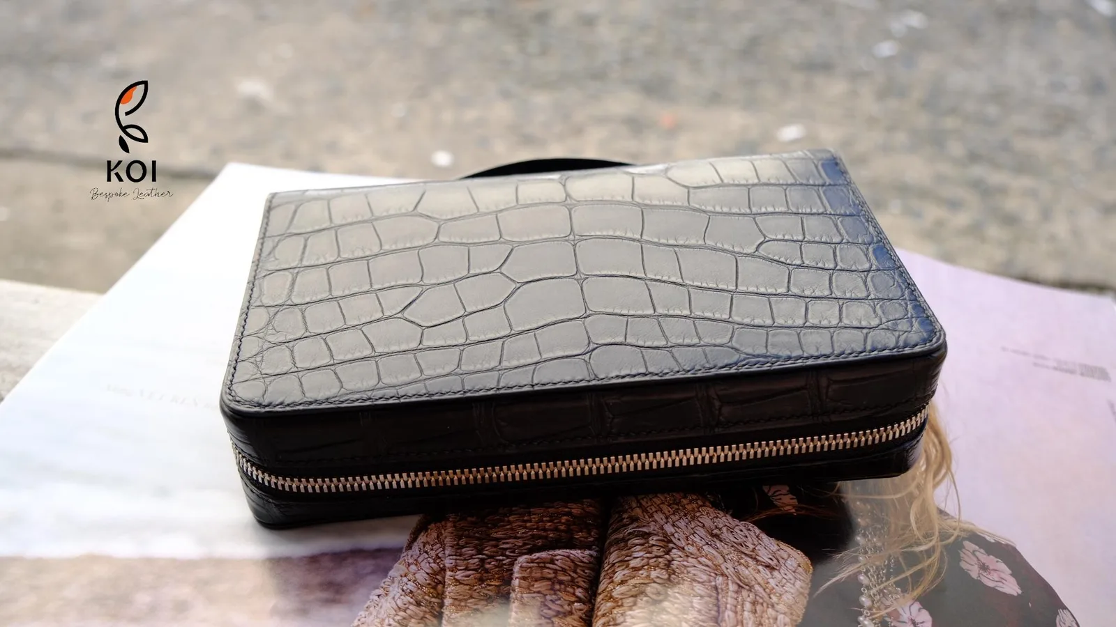 Clutch Da Nam - Alligator Henglong - Black - Hình 4
