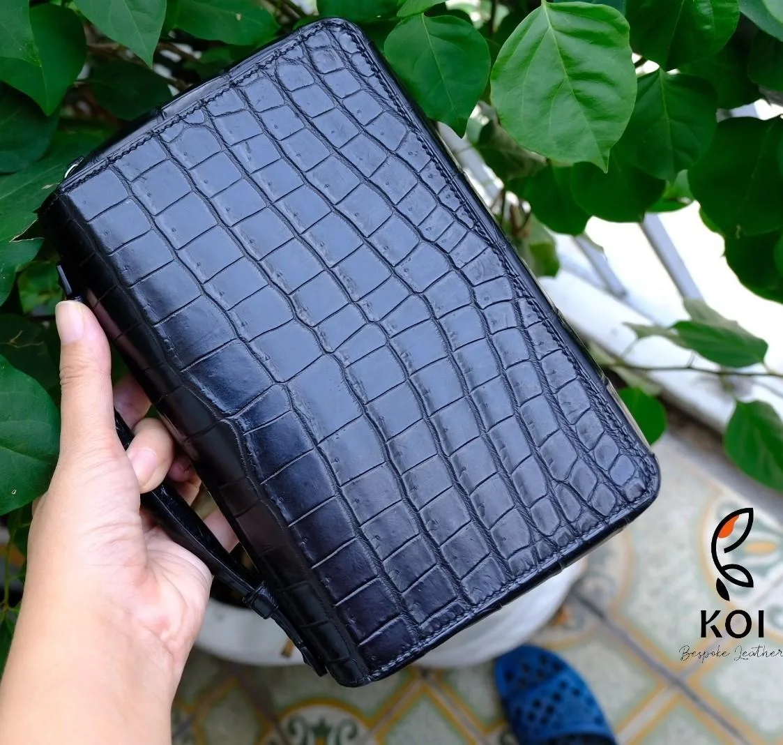 Clutch Da Nam - Alligator Henglong - Black - Hình 18