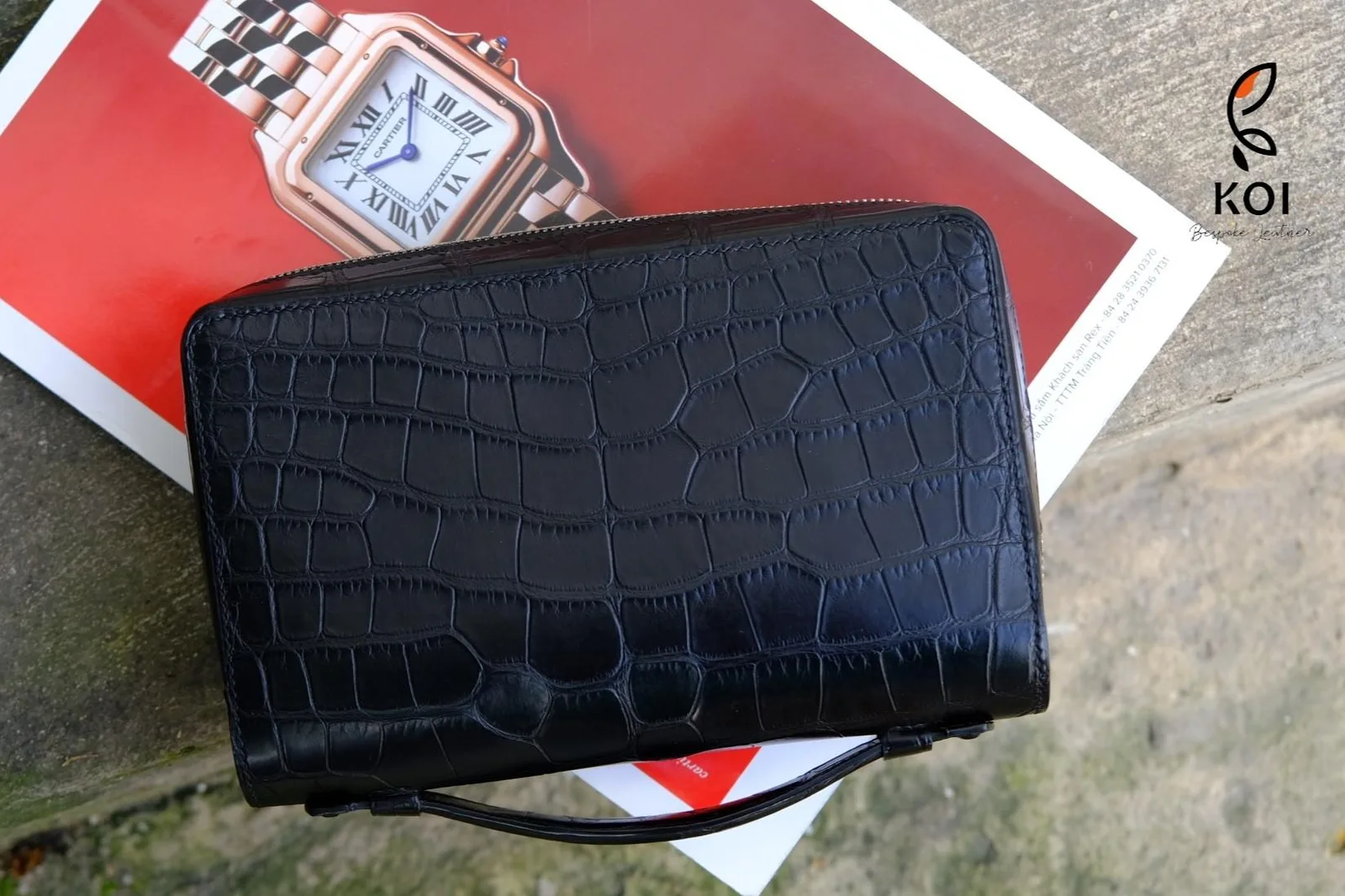 Clutch Da Nam - Alligator Henglong - Black - Hình 9