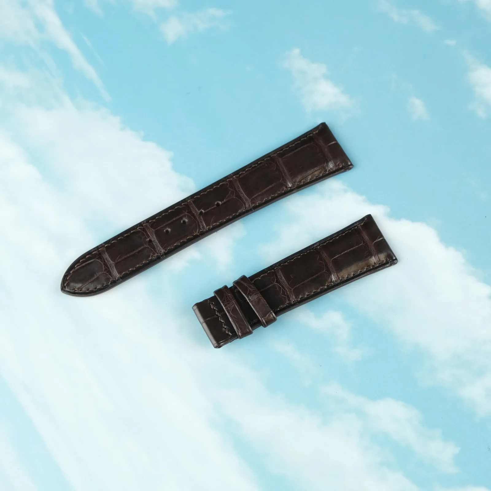 Ảnh Studio Dây đồng hồ da cá sấu màu nâu chocolate - Koi Leather
