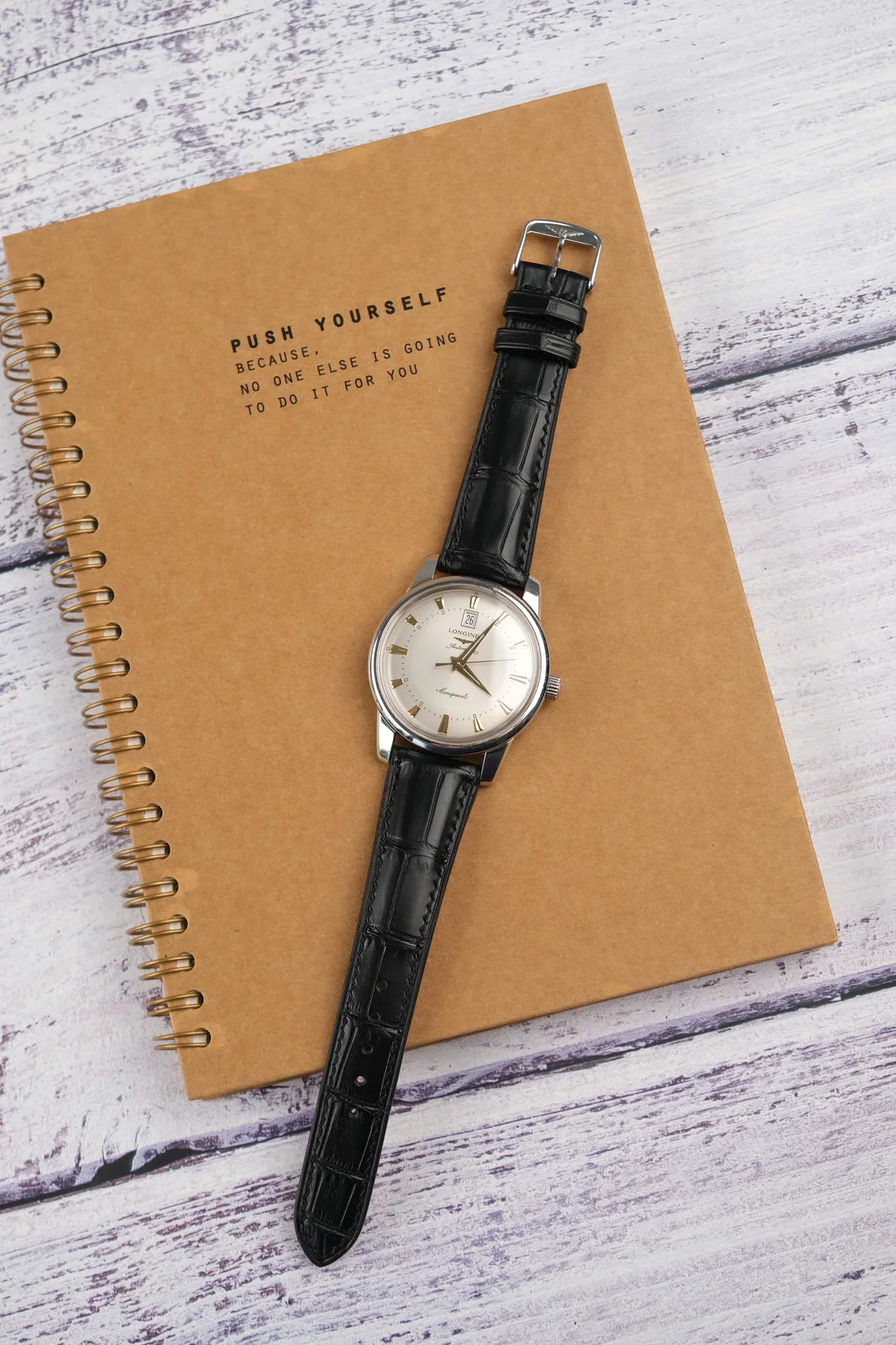 Ảnh Studio Dây đồng hồ da cá sấu đen - KOI Leather