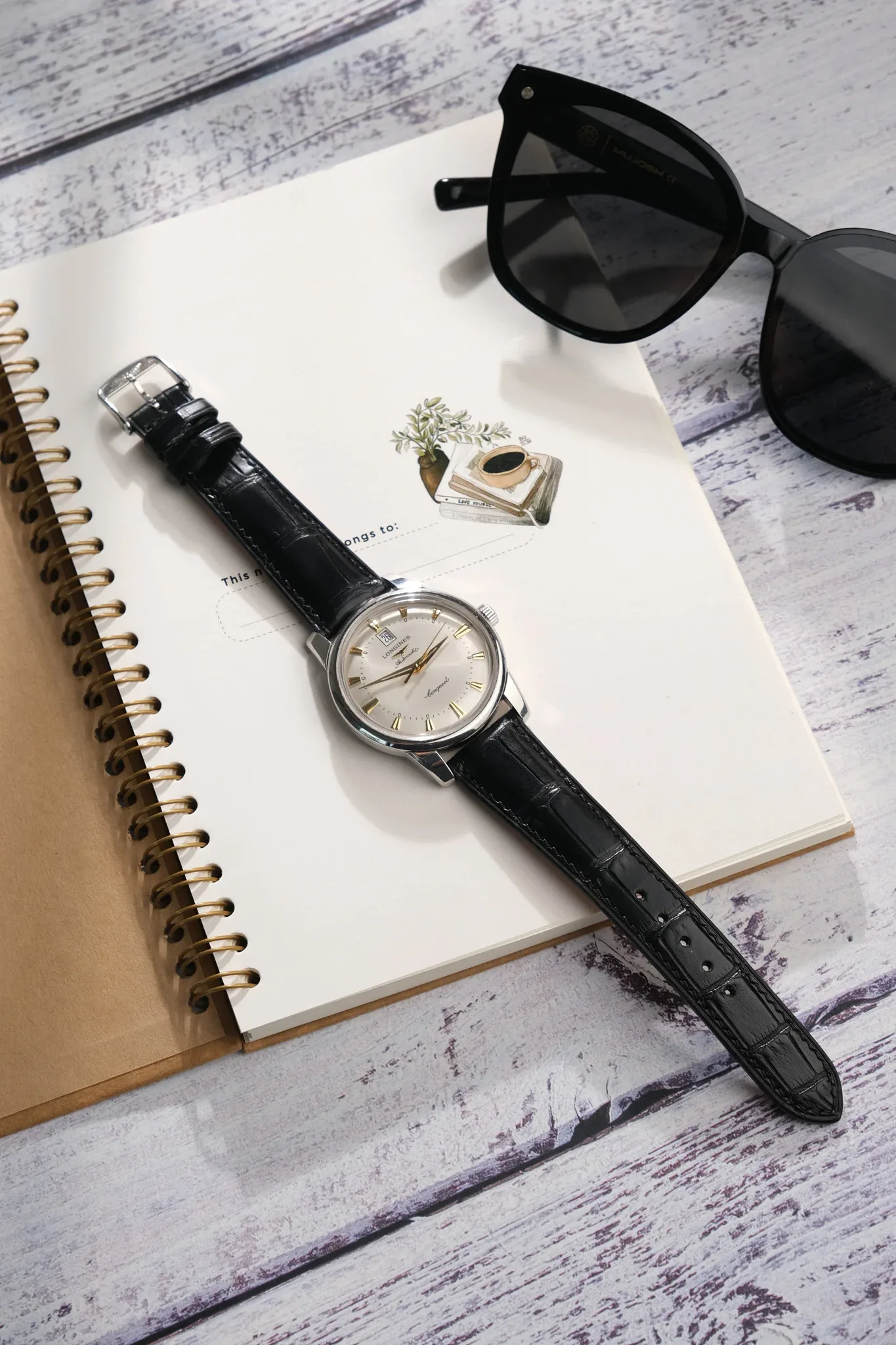 Ảnh Studio Dây đồng hồ da cá sấu đen - KOI Leather
