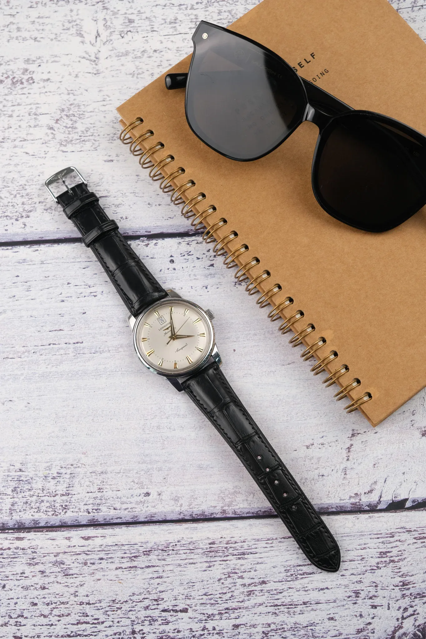 Ảnh Studio Dây đồng hồ da cá sấu đen - KOI Leather