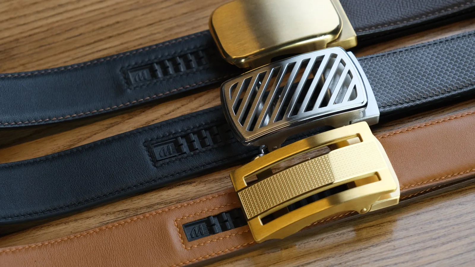 Ảnh Studio Dây thắt lưng da bò khóa ray trượt tự động - Koi Leather