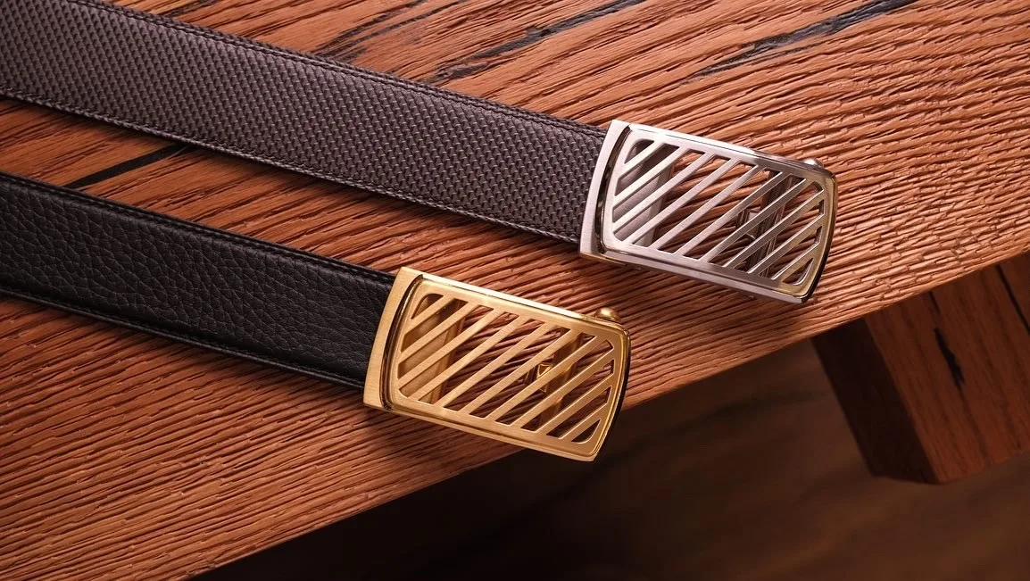 Ảnh Studio Dây thắt lưng da bò khóa ray trượt tự động - Koi Leather