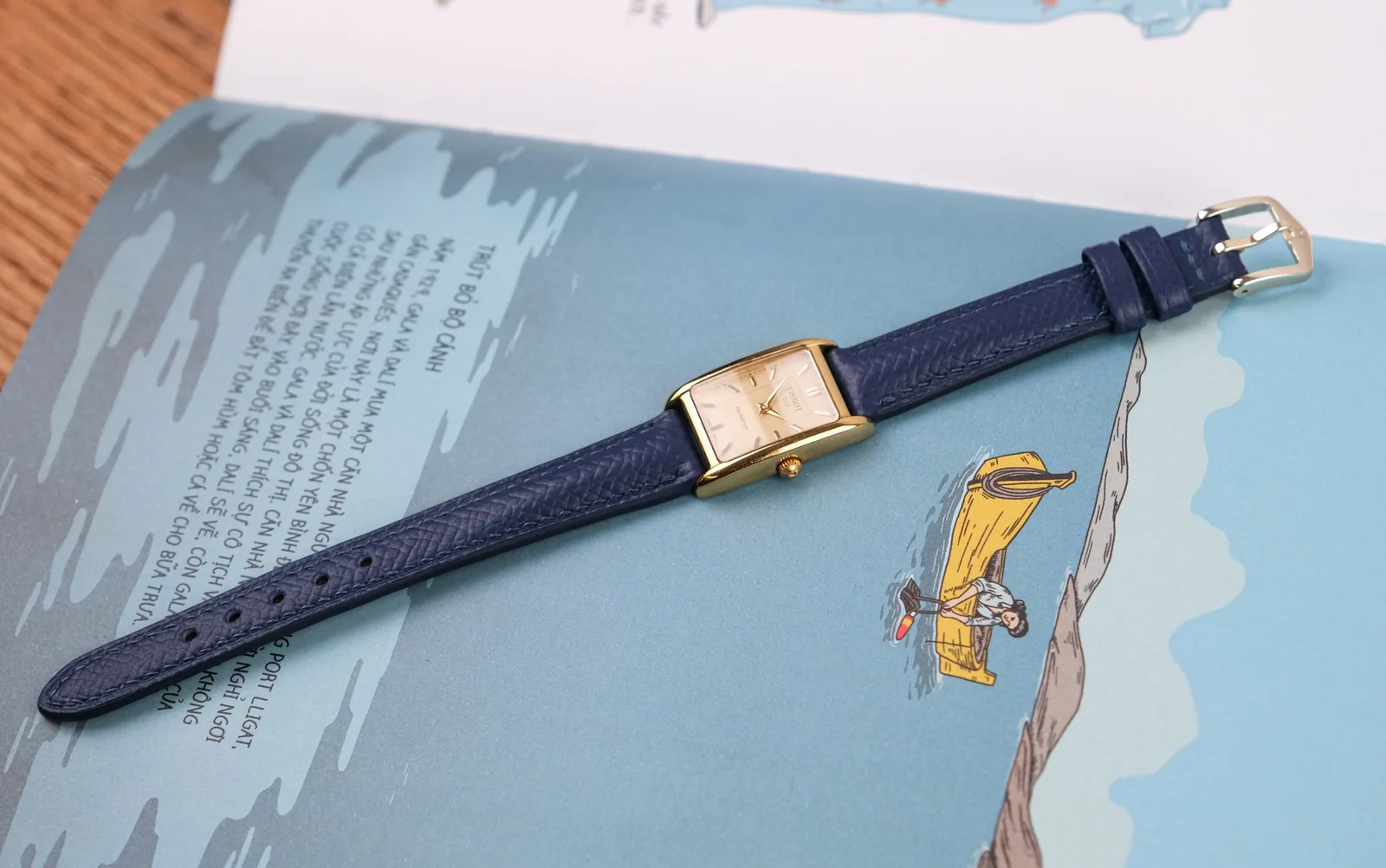 Ảnh Studio Dây đồng hồ da Epsom màu xanh dương cho Tissot - Koi Leather
