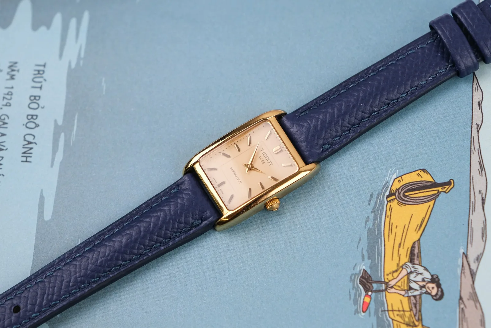 Ảnh Studio Dây đồng hồ da Epsom màu xanh dương cho Tissot - Koi Leather